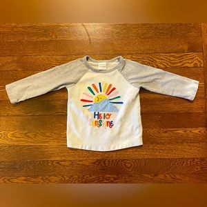 Hanna Andersson Hello Sunshine Appliqué Long Sleeve Baseball Tee Shirt Size 2T